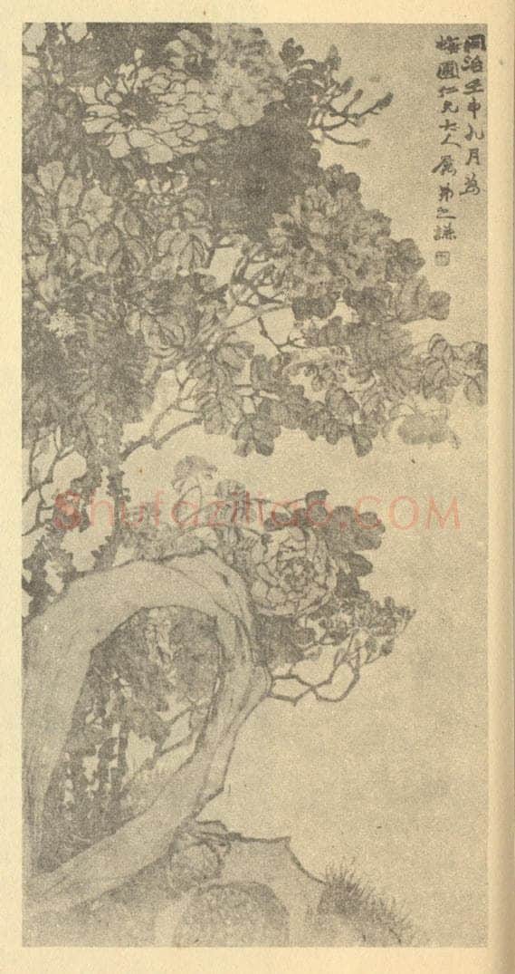 清 赵之谦《牡丹图》国画作品