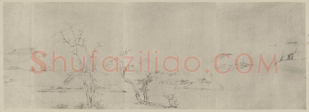清 释弘仁《晓江风便图卷（一）》国画作品
