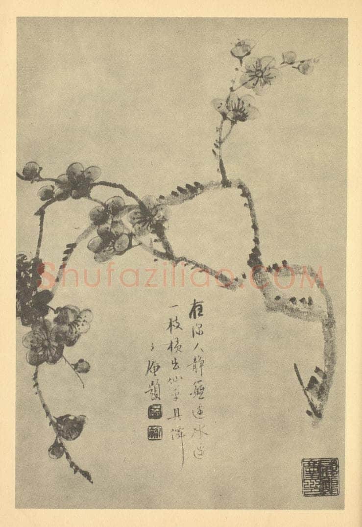 清 顾鹤庆《梅花》国画作品