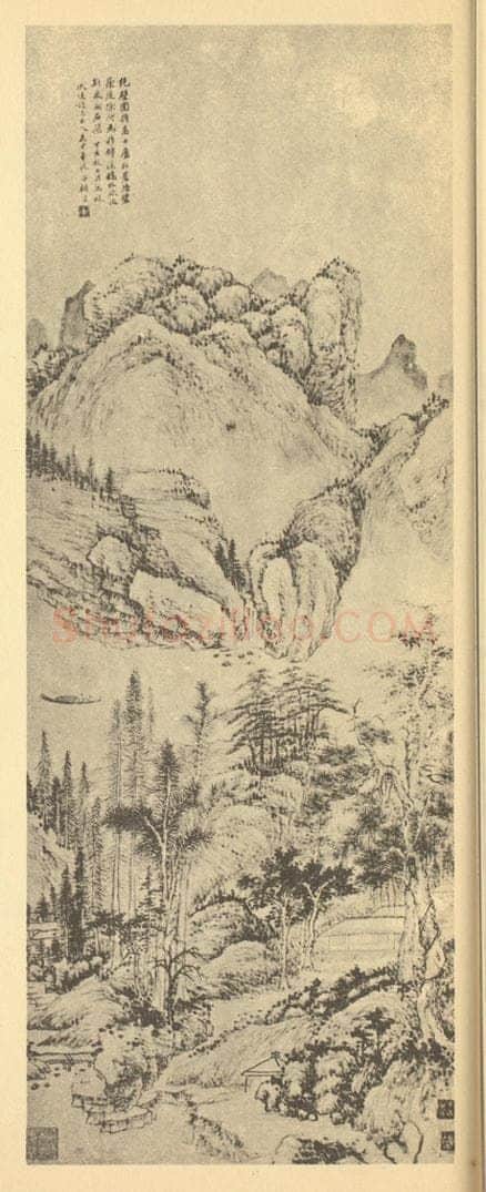 清 顾澐《山水轴（一）》国画作品