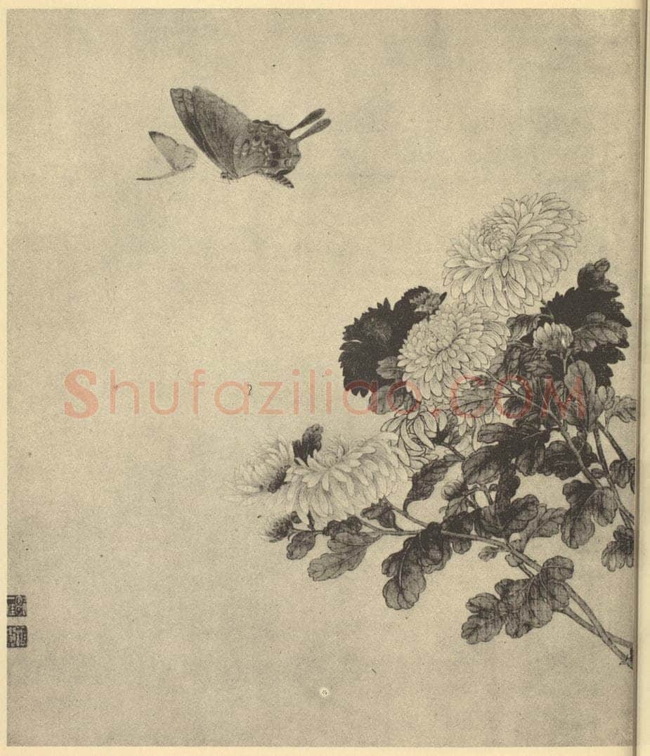 清 邹一桂《蝴蝶图》国画作品
