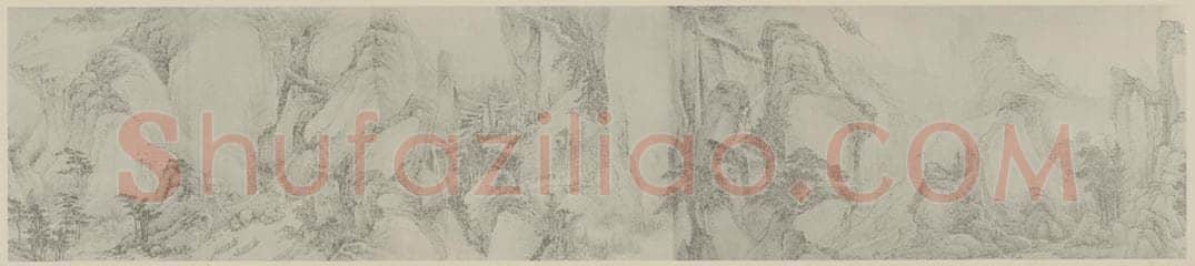 清 高简《仿江贯道山水卷（三）》国画作品
