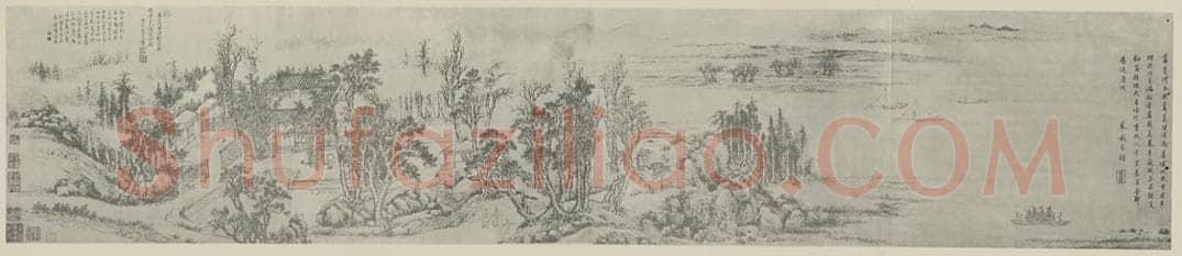 清 王翚《载竹图卷》国画作品