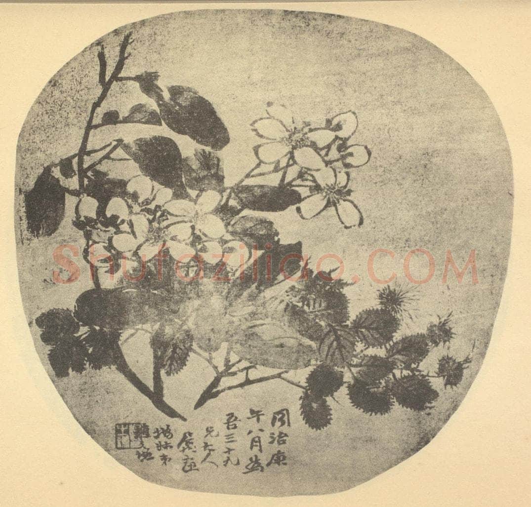 清 赵之谦《茉莉·金丝桃》国画作品