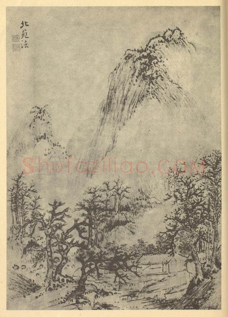 明 张宏《山水图（四）》国画作品