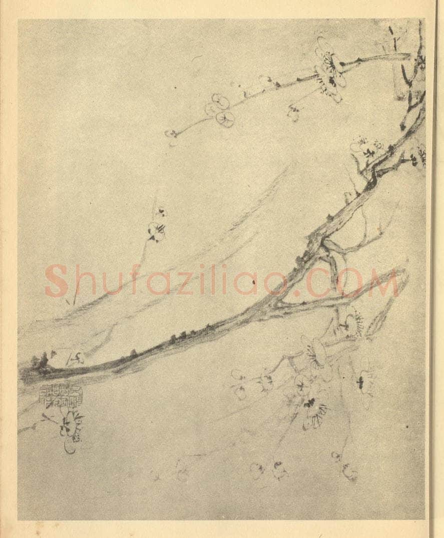 清 道济《梅花(一)》国画作品