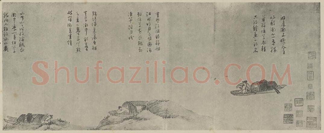 元 吴镇《渔父图卷(一)》国画作品