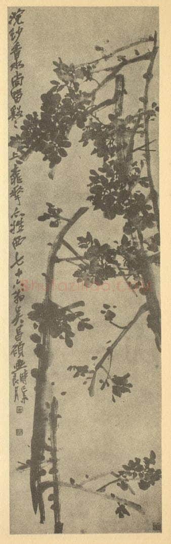 清 吴昌硕《桃花》国画作品