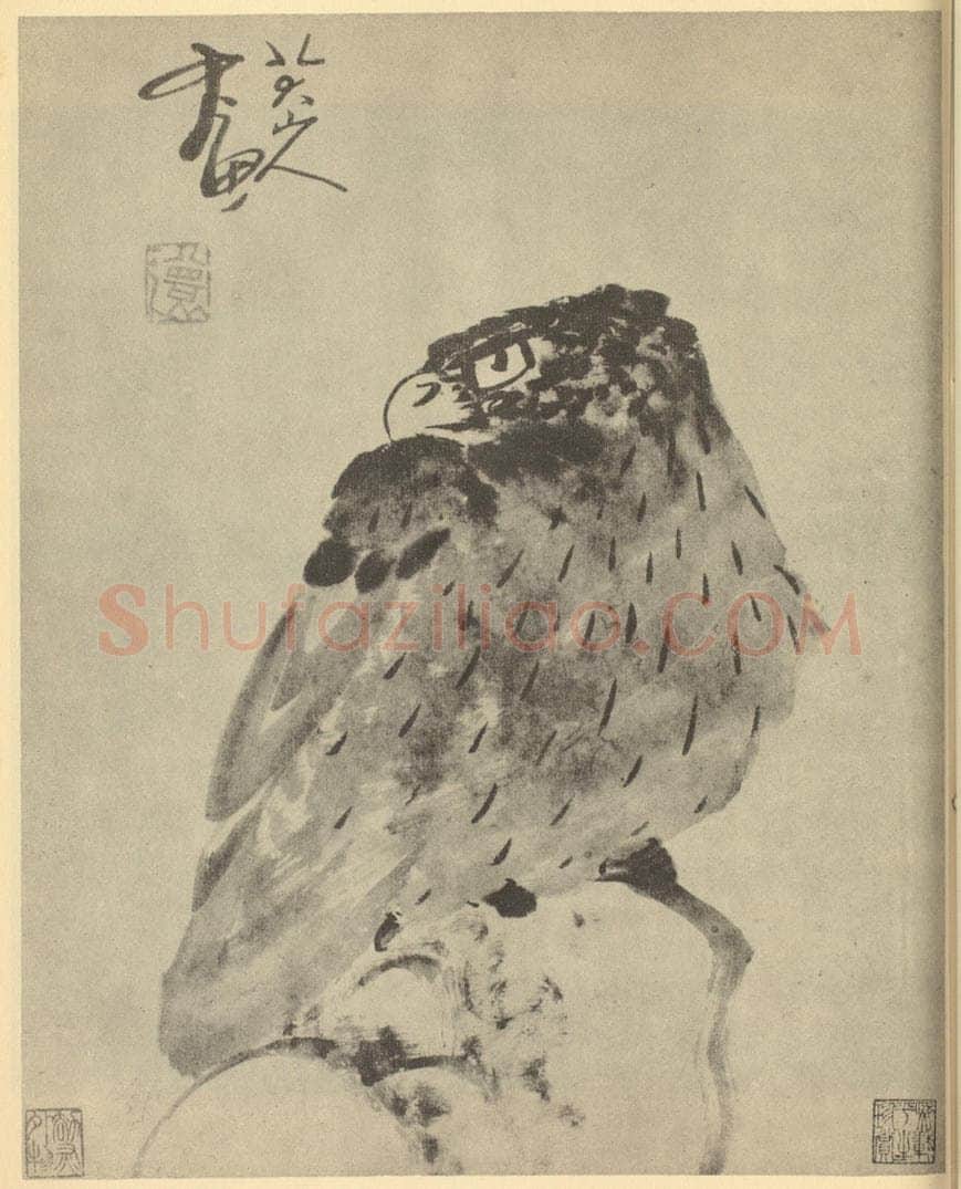 清 朱耷《画鹰》国画作品