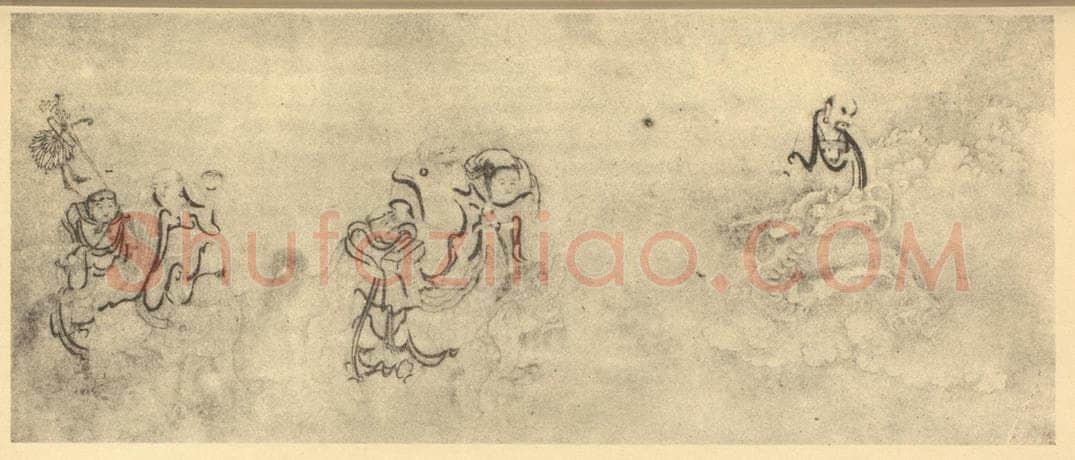 清 朱耷《应真渡海图卷(一)》国画作品
