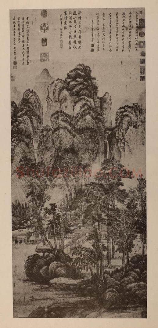 清 王翚《秋山读书图轴》国画作品