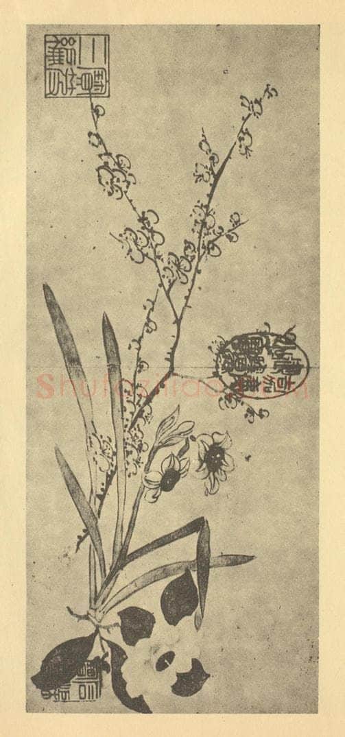 清 黄钺《水仙》国画作品