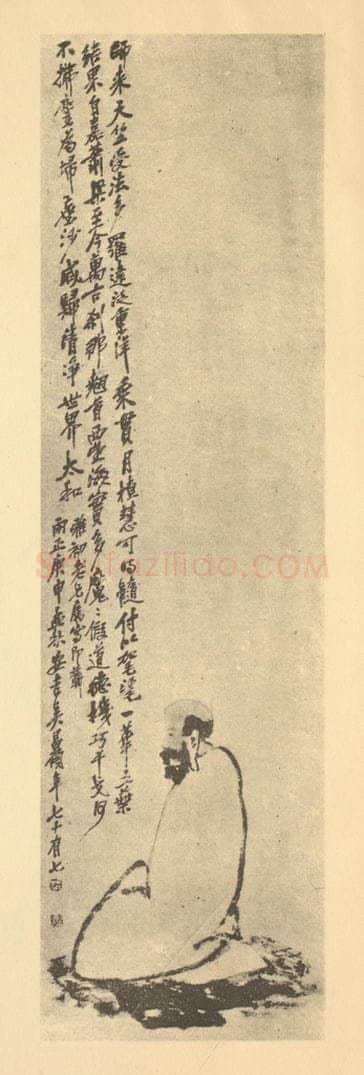 清 吴昌硕《画佛像图（二）》国画作品