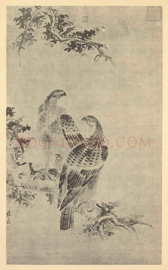 明 林良《秋鹰图》国画作品