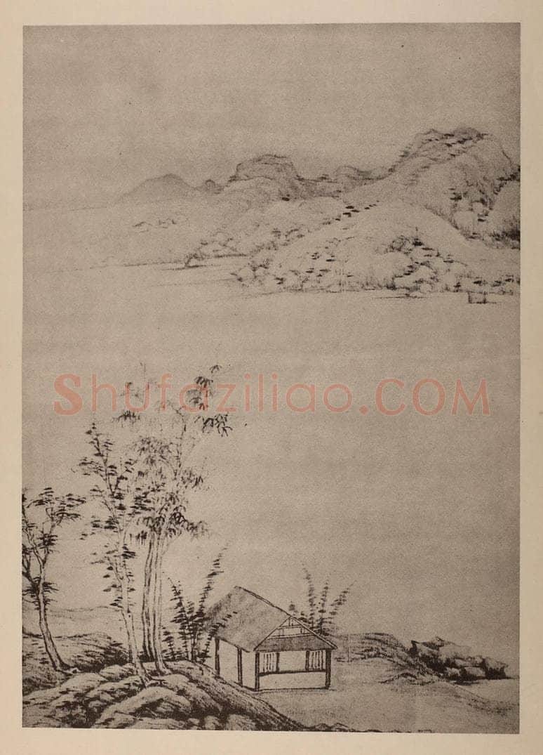 明 董其昌《摹倪瓒·山水》国画作品