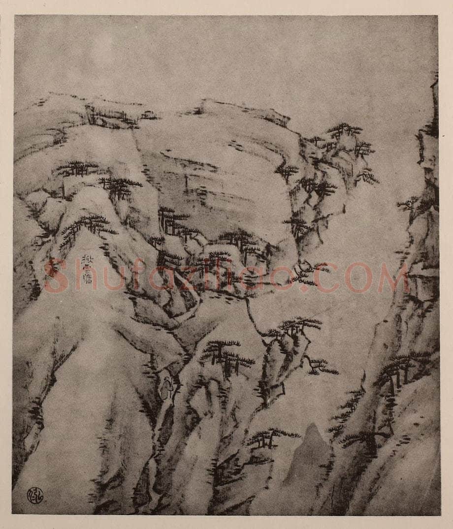 清 弘仁《黄山山水册(二十七)》国画作品