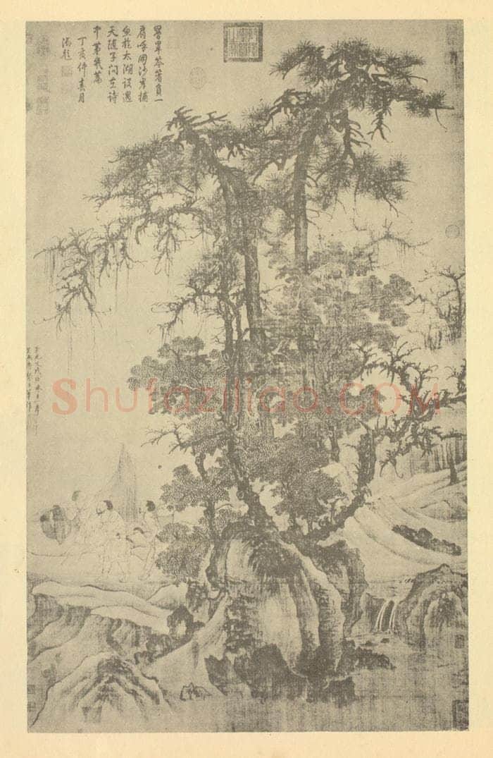 元 唐棣《山水轴》国画作品