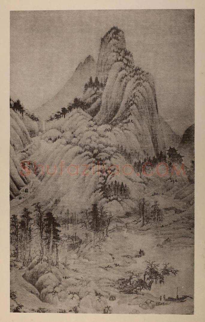 明 董其昌《摹吴镇·山水》国画作品