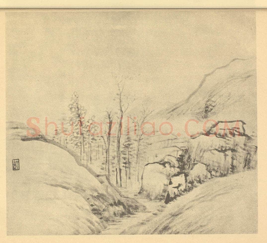 清 顾澐《山水图（五）》国画作品