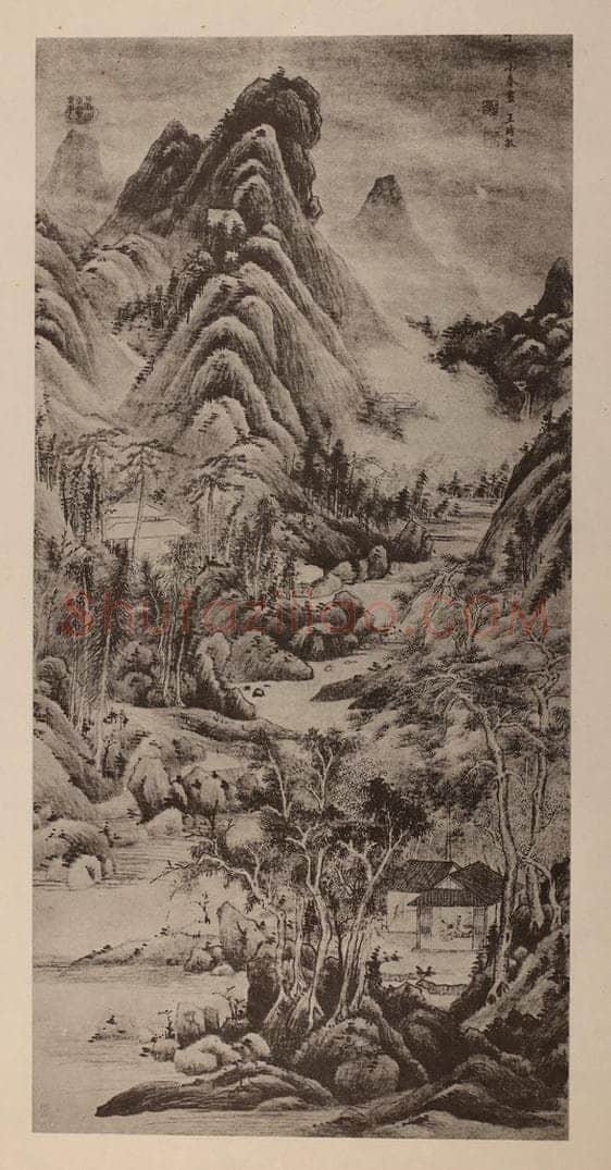 清 王时敏《山色水光图轴》国画作品