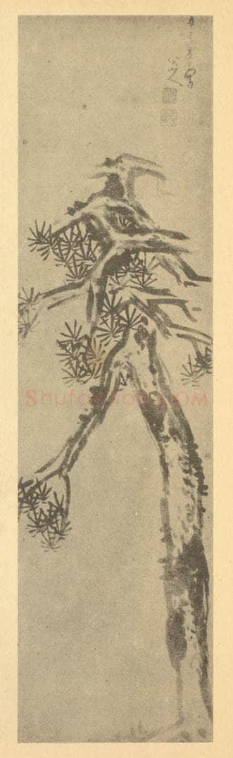 清 朱耷《画松》国画作品