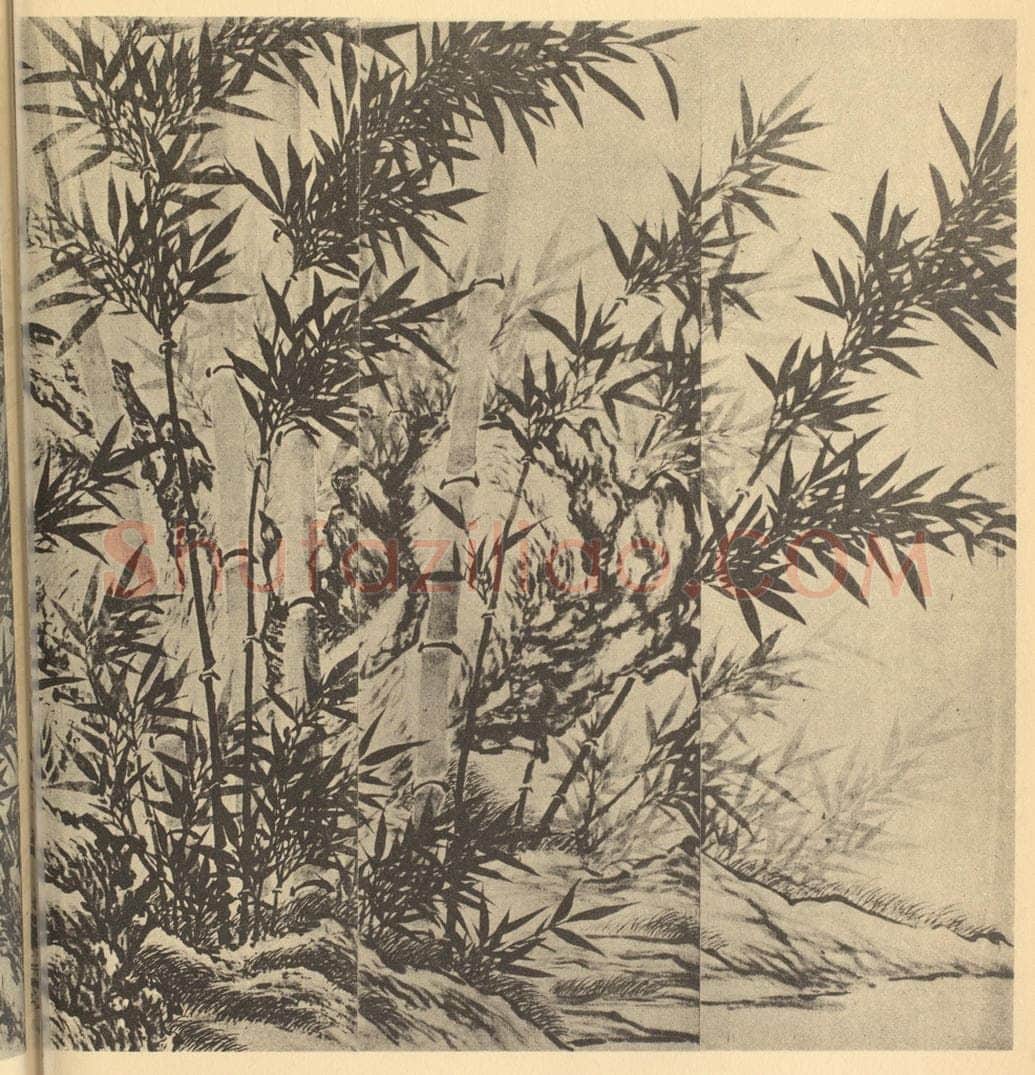 清 诸升《竹石》国画作品