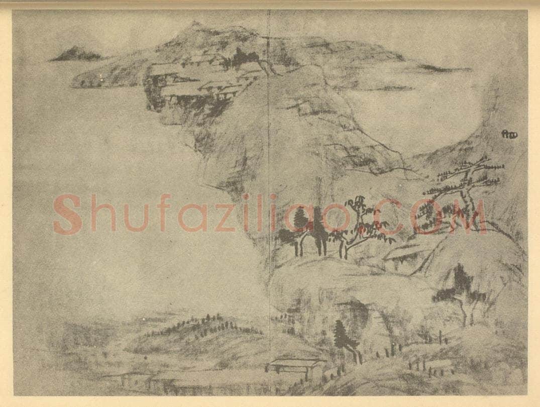 清 朱耷《山水图（五）》国画作品