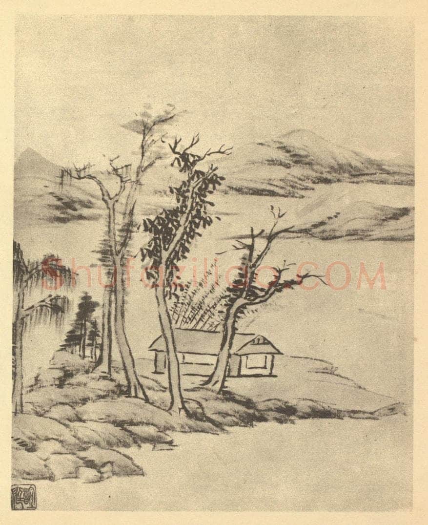 清 秦炳文《山水图(二十八)》国画作品