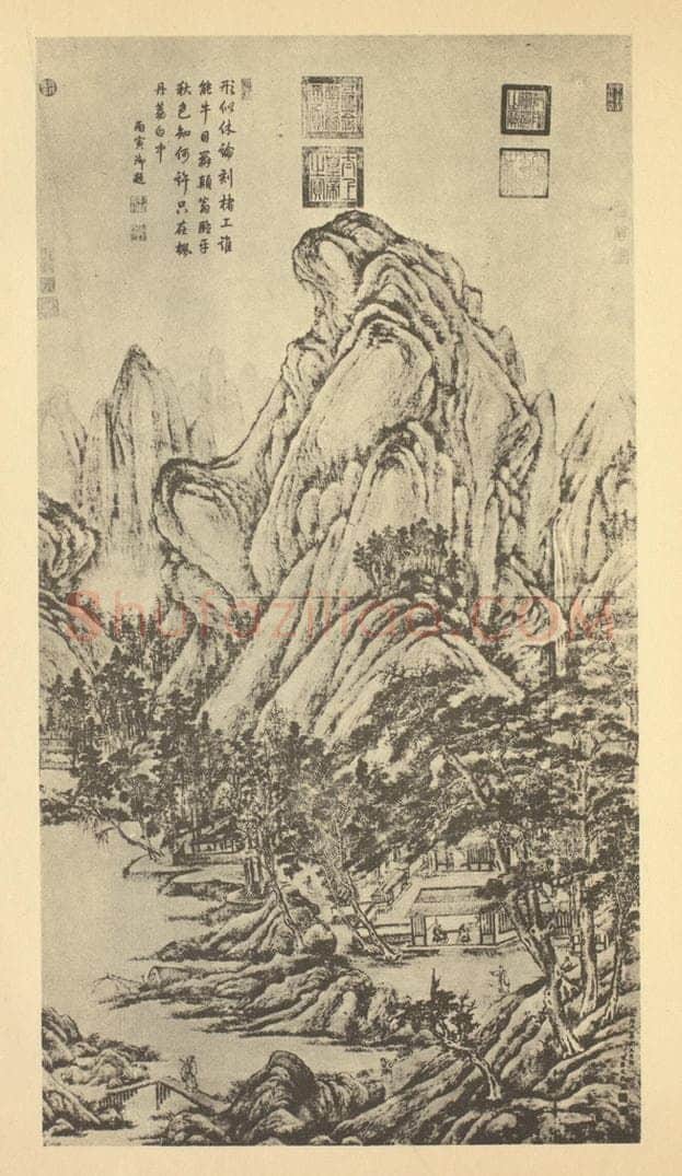 清 唐岱《山水轴(三)》国画作品