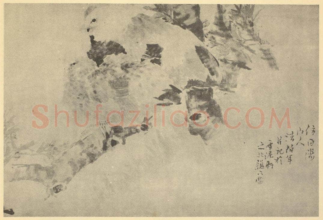 清 任颐《仿白阳花鸟》国画作品