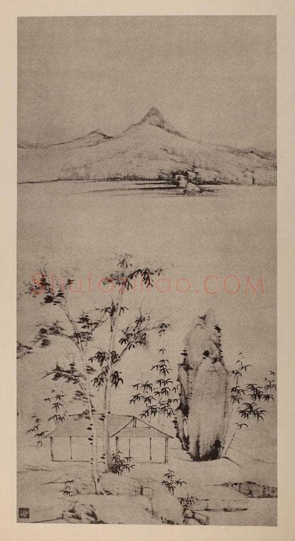 明 董其昌《摹倪瓒·山水》国画作品