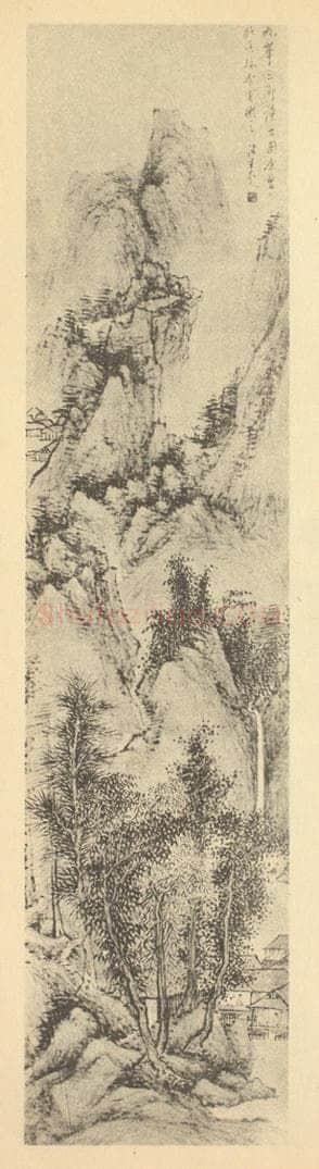 清 朱昂之《山水轴》国画作品