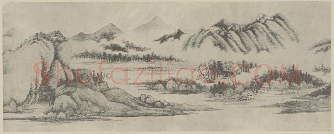 清 王时敏《晴岚暖翠图卷(六)》国画作品