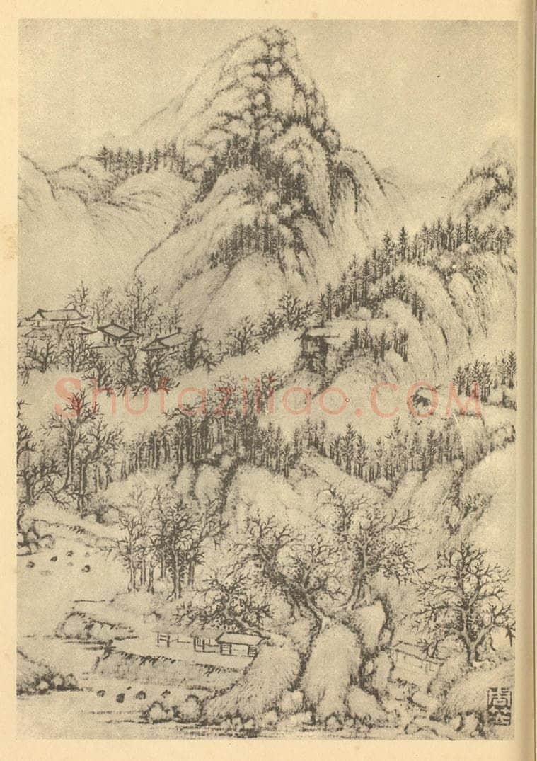 清 周笠《山水图(六)》国画作品