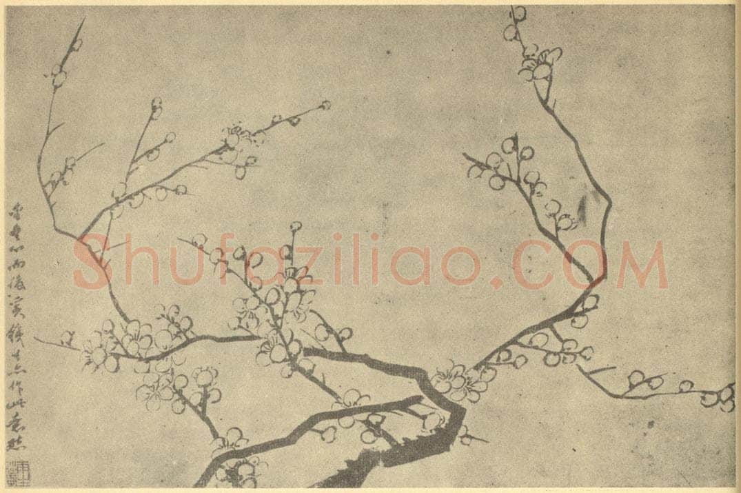 清 汤贻汾《梅花》国画作品