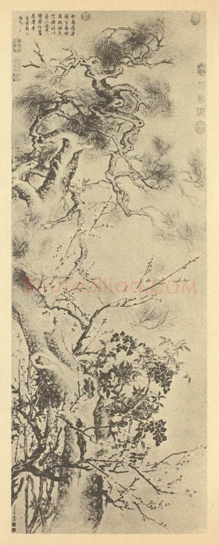 清 汪成霈《岁寒三益》国画作品