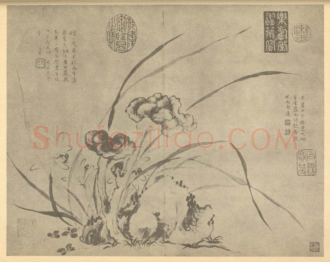 清 蒋廷锡《芝兰图》国画作品