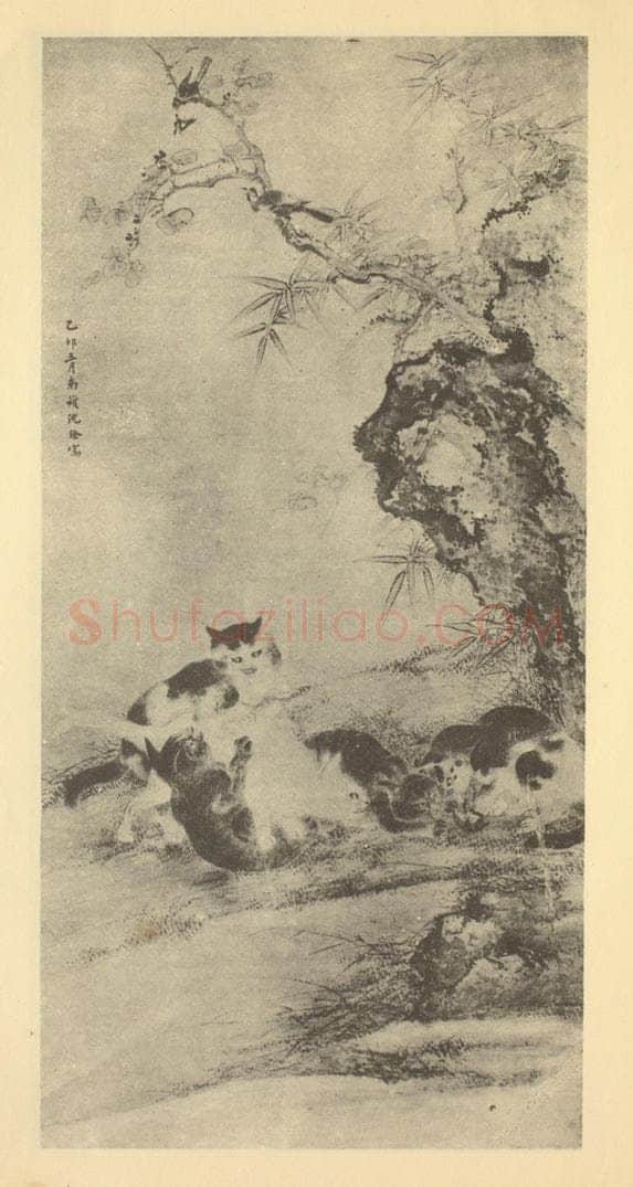 清 沈铨《戏猫图》国画作品