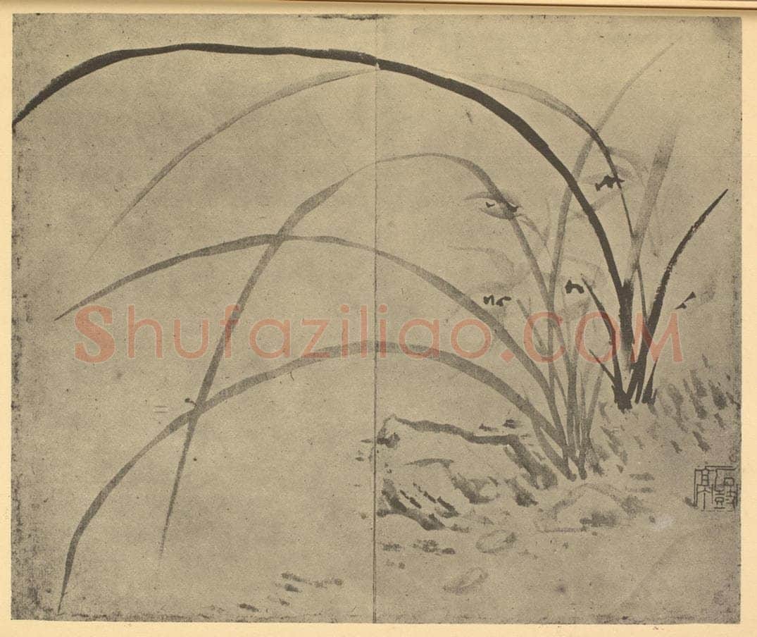 清 张燕昌《兰石》国画作品