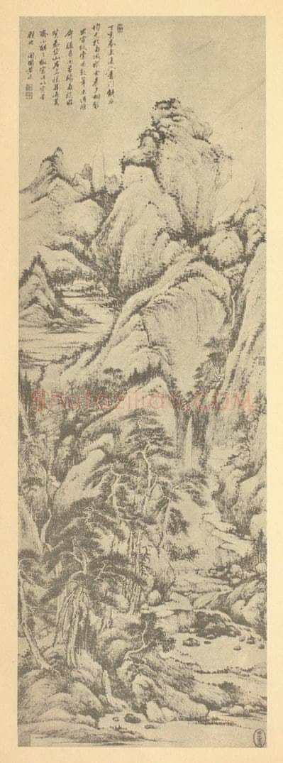 清 黄鼎《山水轴（二）》国画作品