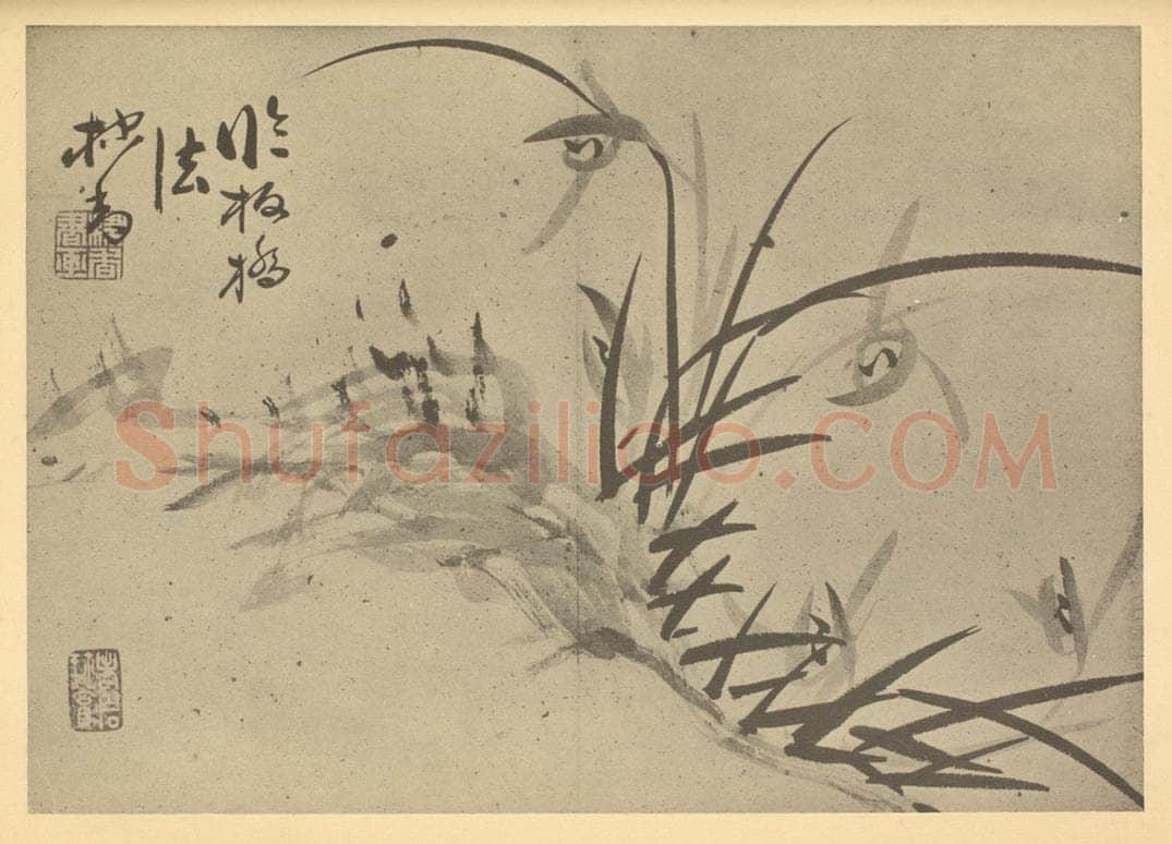 清 张焕棠《兰石》国画作品
