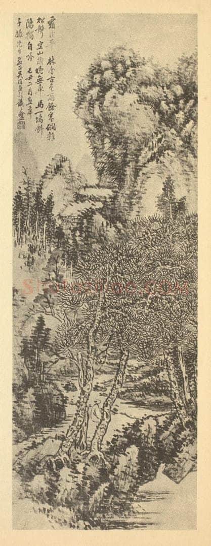 清 吴滔《山水轴（一）》国画作品