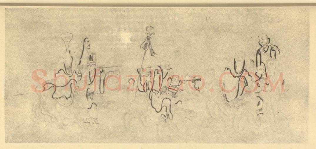 清 朱耷《应真渡海图卷(三)》国画作品