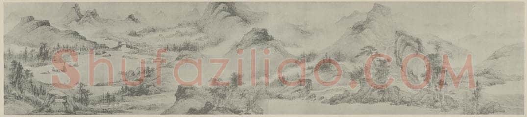 清 高简《仿江贯道山水卷（一）》国画作品
