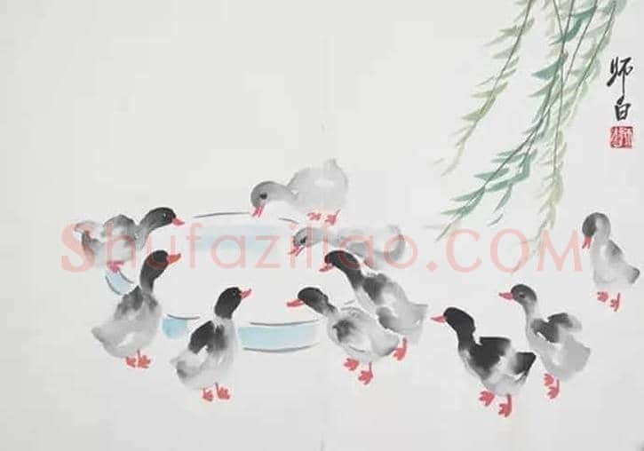 娄师白笔下的小鸭子，太可爱了！ | 书画资料