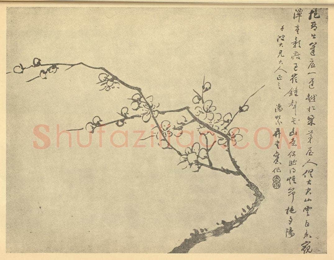 清 汤贻汾《梅花》国画作品