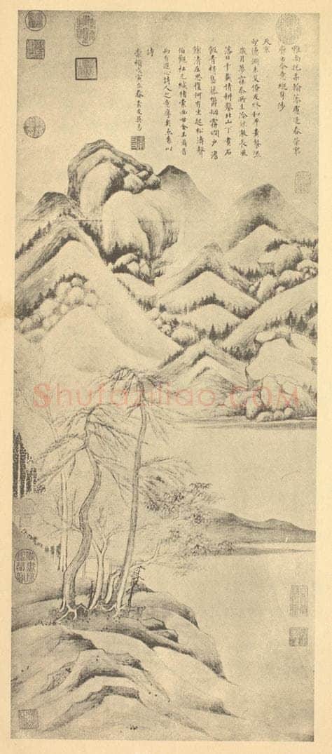 明 吴易《山水轴》国画作品