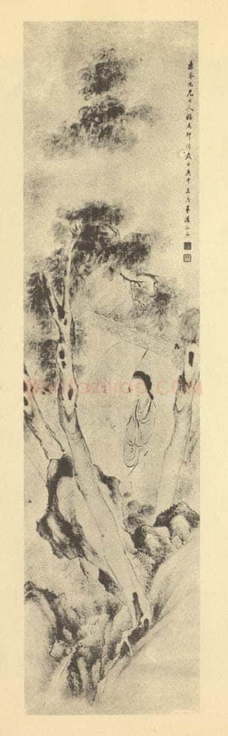 清 汤禄名《仕女图》国画作品