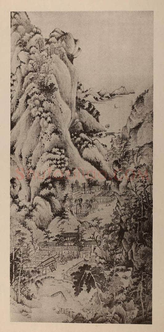 明 董其昌《摹王蒙·秋山行旅图》国画作品