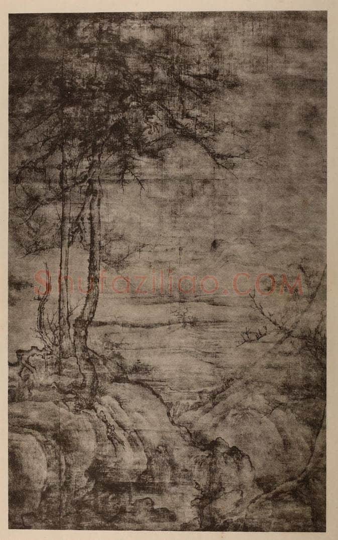 宋 李成《乔松平远图轴》国画作品